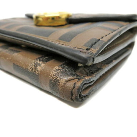 FENDI Tri Wallet Leather Zucca Brown - Picture 5 of 6
